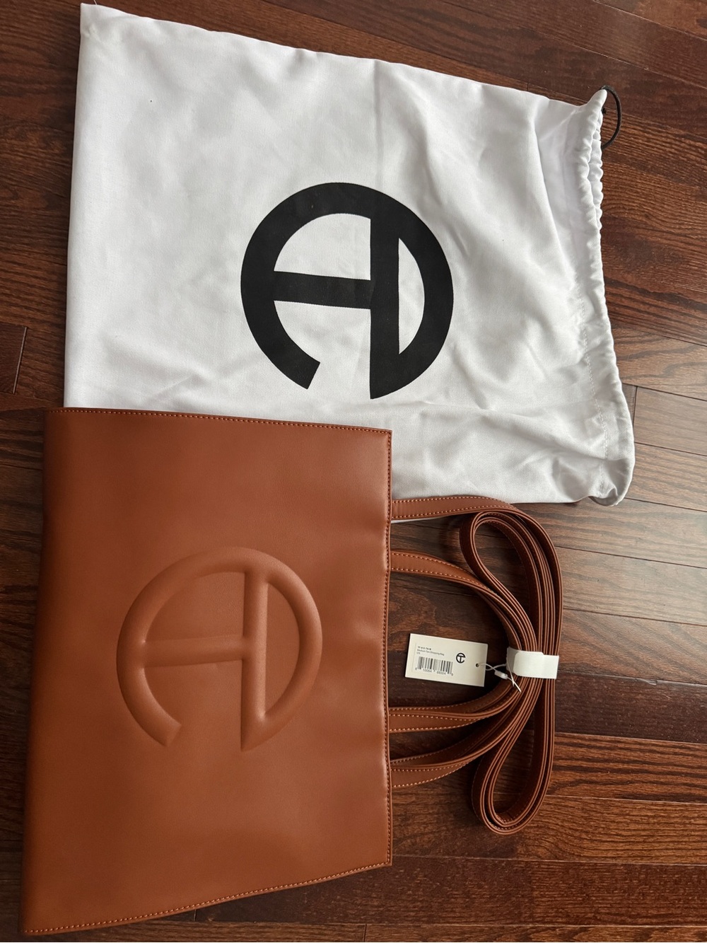 Telfar Brown Leather Tote with Embossed Logo
